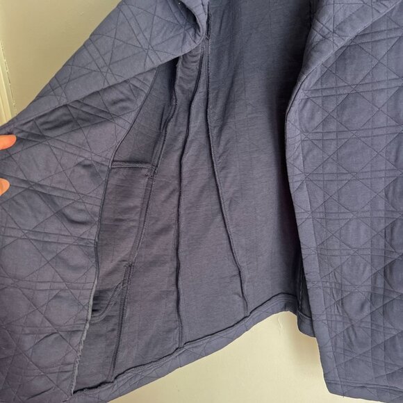 Bagatelle Womens Quilted Jacket Open Front Draped Collar SMALL in Navy Blue - Picture 6 of 11